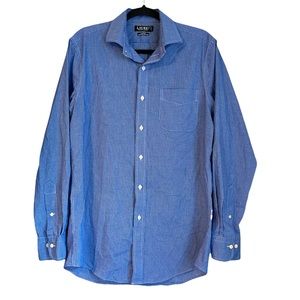 Ralph Lauren RL blue & white plaid button down Medium